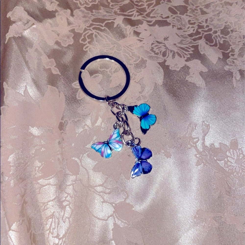 Homemade blue butterfly’s keychain
